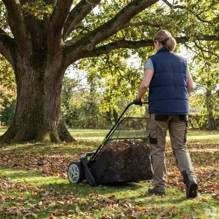 Ramasse-feuilles 3 brosses 53cm bac 100L réglage 0-40mm 112x66cm