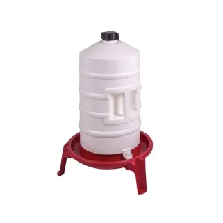 Abreuvoir fût plastique 20L avec poignée et pieds - Rouge et blanc - NOVITAL