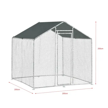 Enclos pour volailles 2x2x2m - 4m² en tube galvanisé et toile PE imperméable