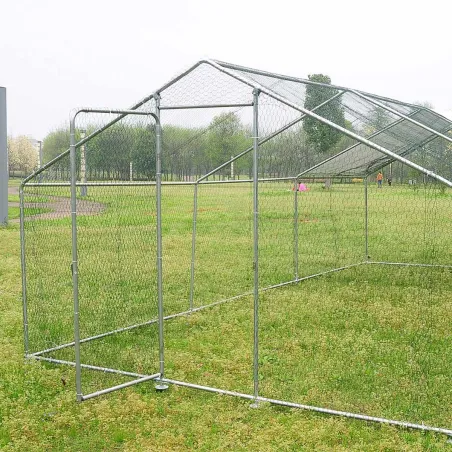 Enclos pour volailles 6x3x2m - 18m² en tube galvanisé et toile PE imperméable