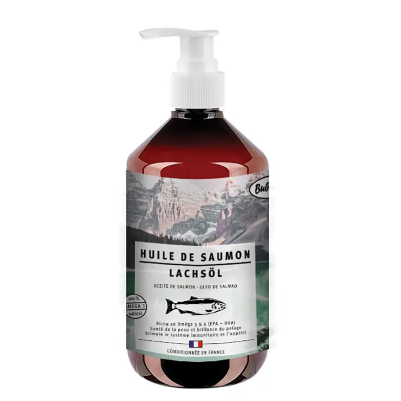 Huile de Saumon 500ml pour Chiens et Chats - Soin Naturel Peau & Pelage