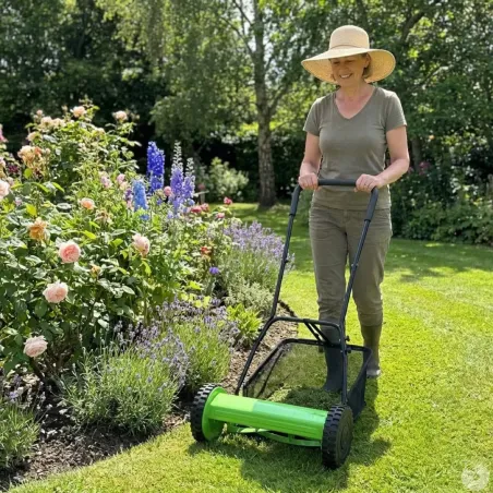 Tondeuse à main hélicoïdale 40cm bac 18L coupe 15-43mm