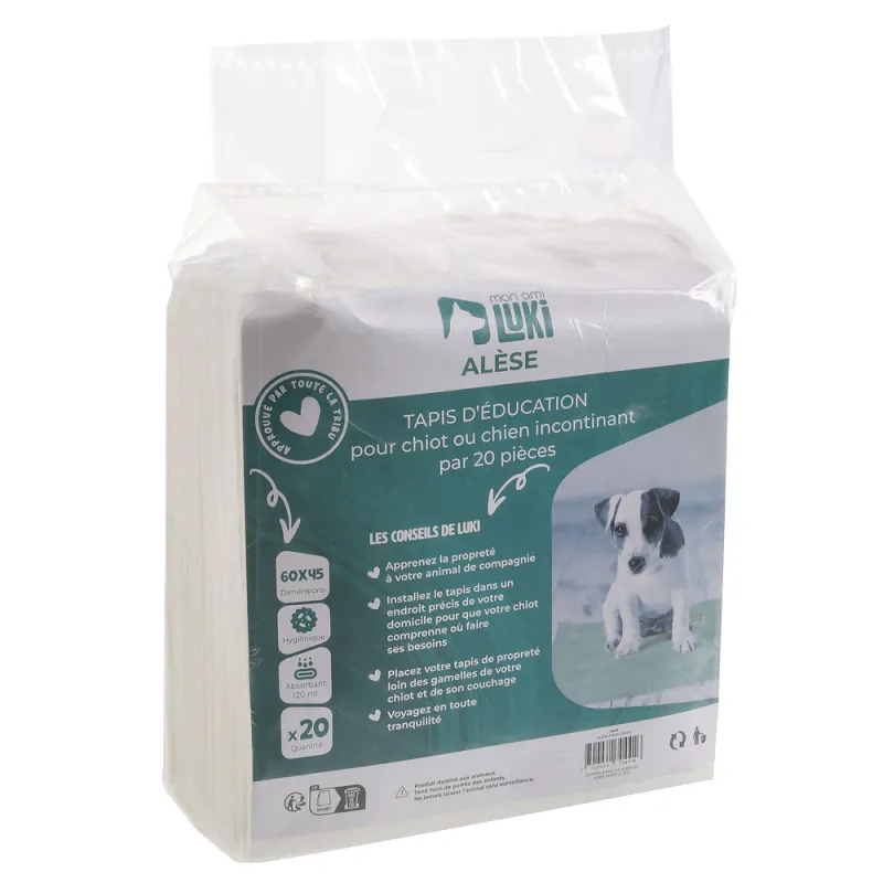 Lot de 20 tapis d'éducation absorbants 60x45 cm