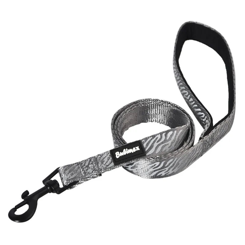 Laisse pour chien avec poignée réfléchissante - Gris 100 cm