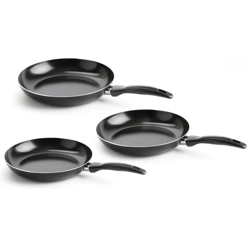 Lot de 3 poêles Vita Verte en aluminium anti-adhésif - Ø20/24/28cm - Tous feux