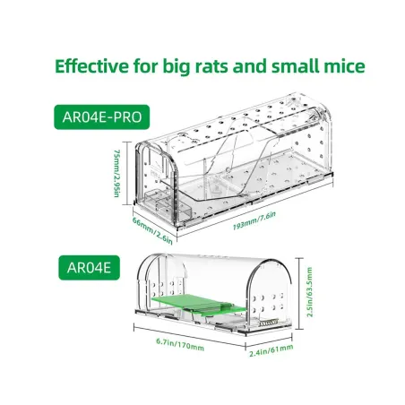 Lot de 2 cages à souris en plastique résistantes avec aération