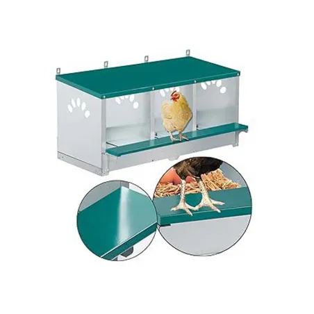 Pondoir 6 nids en métal - Gris et vert - 81x63x33 cm