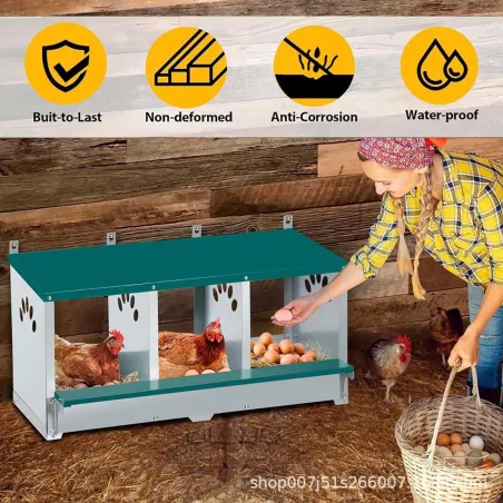 Pondoir 6 nids en métal - Gris et vert - 81x63x33 cm