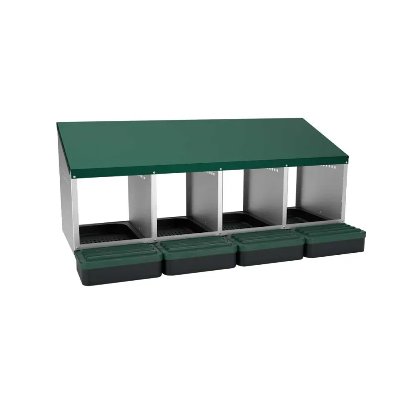 Pondoir 4 nids sur pieds en acier - Récupération automatique des œufs