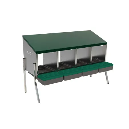 Pondoir 4 nids sur pieds en acier - Récupération automatique des œufs