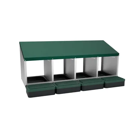 Pondoir 4 nids sur pieds en acier - Récupération automatique des œufs