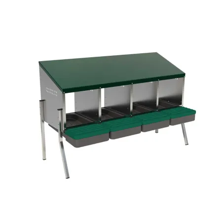 Pondoir 4 nids sur pieds en acier - Récupération automatique des œufs