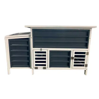 Poulailler métal gris et blanc avec toit ouvrable