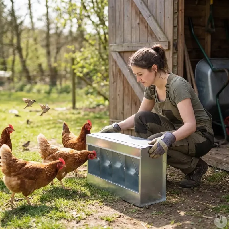 Mangeoire 25 kg 4 compartiments métal 46 x 17 x 40 cm