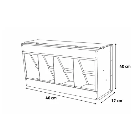 Mangeoire 25 kg 4 compartiments métal 46 x 17 x 40 cm