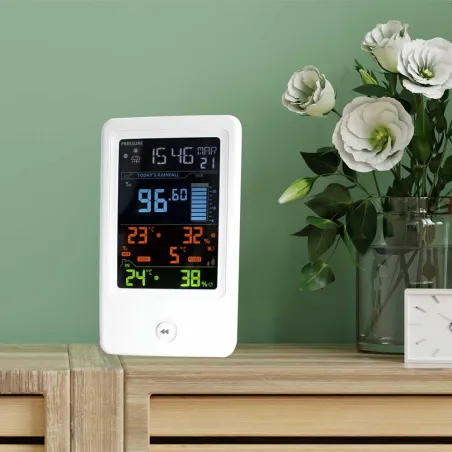 Station météo connectée avec pluviomètre - Affichage couleur et alertes météo