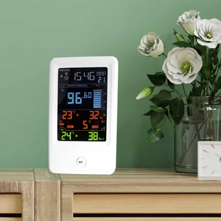 Station météo connectée avec pluviomètre - Affichage couleur et alertes météo