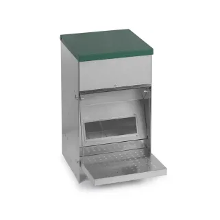 Mangeoire Trémie Anti-Nuisible Rooster 10kg - Acier Galvanisé Gris/Vert