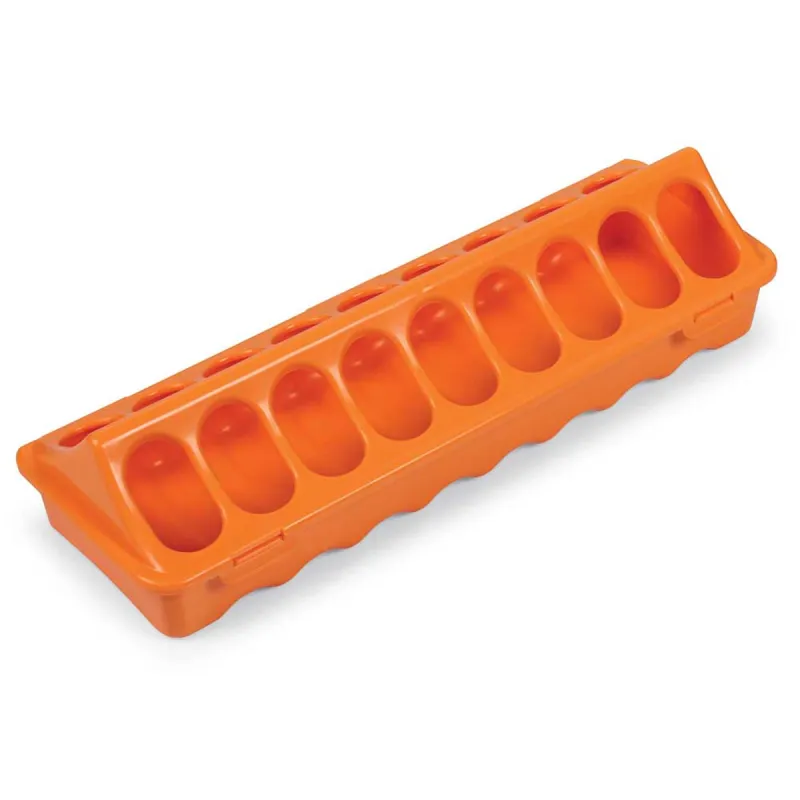 Mangeoire linéaire à trous plastique 30 cm poussins et cailles - Orange GAUN