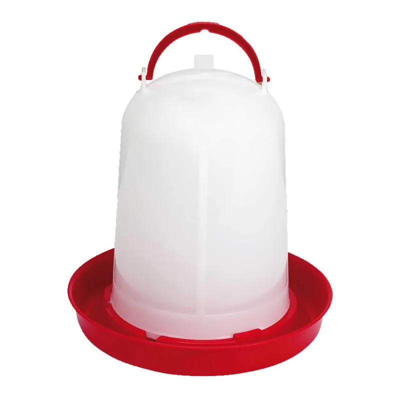 Abreuvoir siphoïde avec poignée 5L pour volailles - Rouge et blanc
