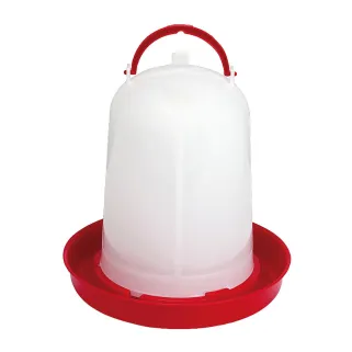 Abreuvoir siphoïde GAUN pour volailles - 1,5L rouge et blanc avec poignée