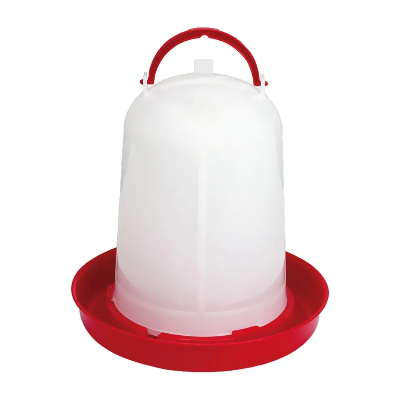 Abreuvoir siphoïde GAUN pour volailles - 1,5L rouge et blanc avec poignée