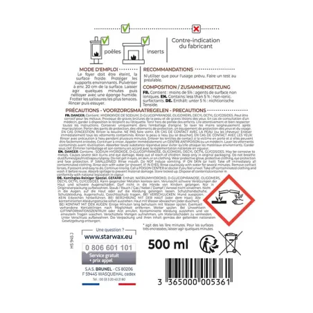Nettoyant Express Insert Poêle et Cheminée - Starwax 500ml