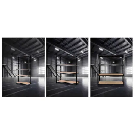 Étagère industrielle 4 niveaux 180x60x180 cm - Noire - Charge 60 kg/étagère