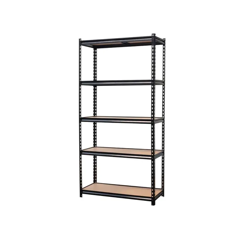Étagère à rivets noire 5 niveaux 90x40x180cm - Structure robuste en acier et MDF