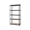 Étagère à rivets noire 5 niveaux 90x40x180cm - Structure robuste en acier et MDF