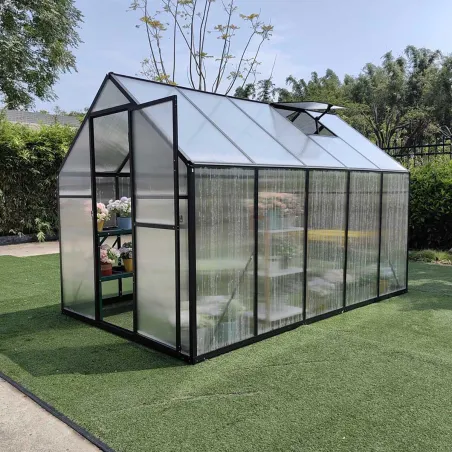 Serre de jardin en aluminium et polycarbonate 292x177x192 cm - Transparente avec protection UV