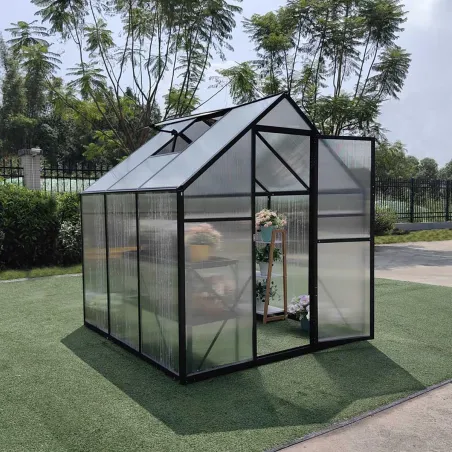 Serre de jardin aluminium 177x177x192 cm avec polycarbonate 4 mm