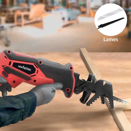 Scie sabre télescopique sans fil 12V avec rallonge 170 cm - Lames bois & métal incluses