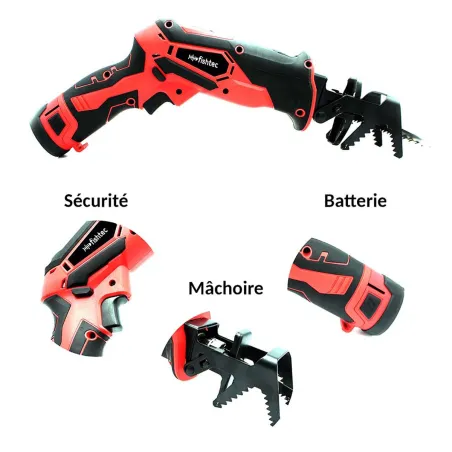 Scie sabre télescopique sans fil 12V avec rallonge 170 cm - Lames bois & métal incluses