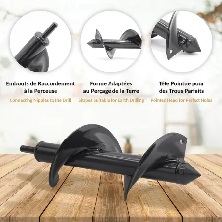 Foret de tarière pour perceuse Ø9 cm - Outil de jardinage