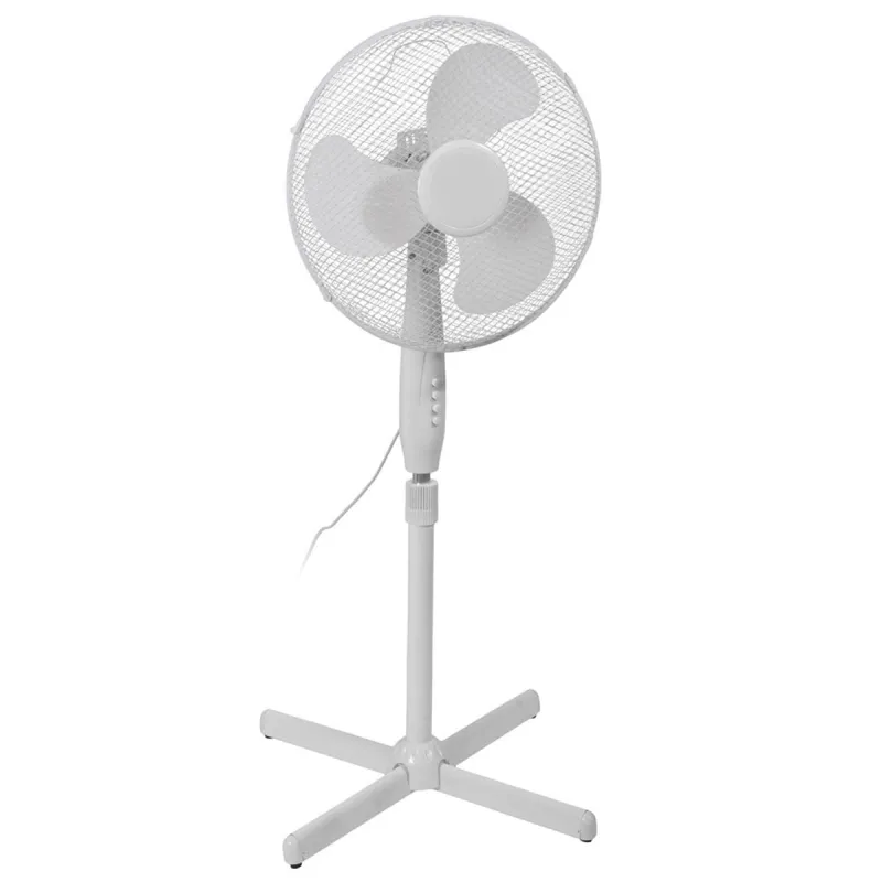 Ventilateur sur pied 17 pouces - 45W - 3 vitesses - Oscillation et inclinaison réglables - Blanc