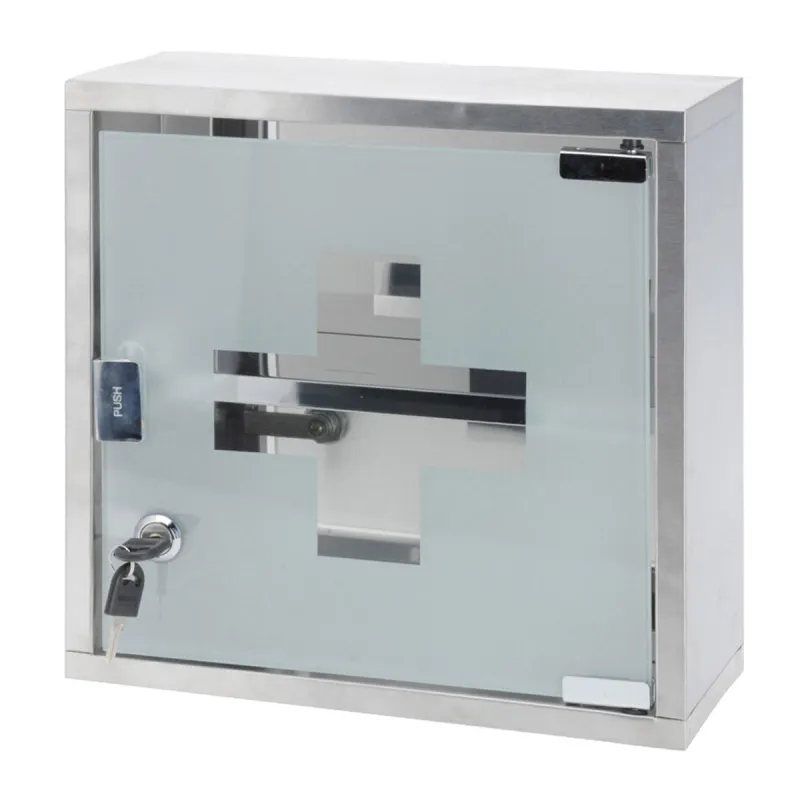 Armoire à pharmacie en acier inoxydable avec porte vitrée - 30x30x12 cm