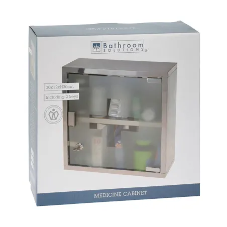 Armoire à pharmacie en acier inoxydable avec porte vitrée - 30x30x12 cm
