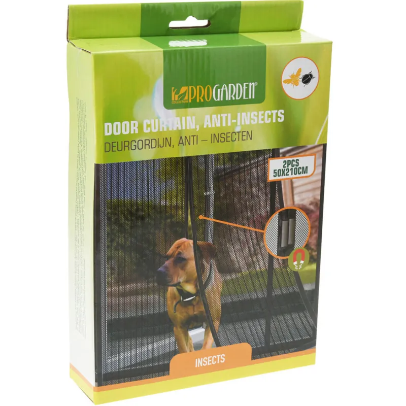 Moustiquaire de porte magnétique noire 210x50cm - 2 portes - 9 aimants