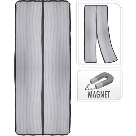 Moustiquaire de porte magnétique noire 210x50cm - 2 portes - 9 aimants