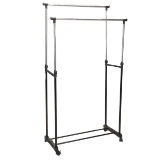 Porte-vêtements réglable en acier inoxydable avec roues - 80 x 42 x 90-160 cm