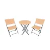 Ensemble Bistrot Table Ronde Ø61cm + 2 Chaises en Osier - Acier Noir