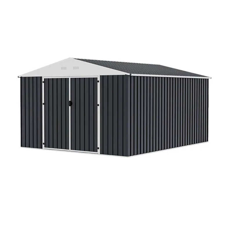 Abri de jardin en acier Escaut - Structure robuste avec portes battantes doubles