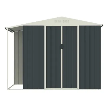 Abri de jardin en acier Argence avec carport - 2 portes coulissantes - Hauteur 160 cm