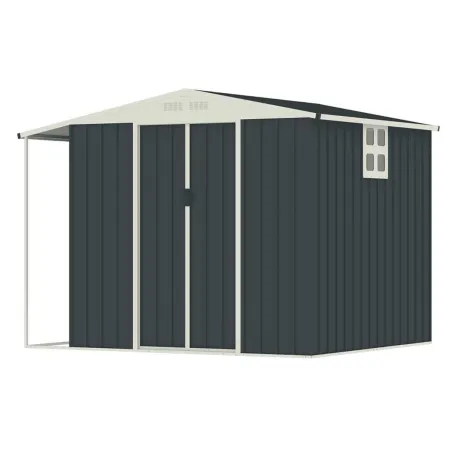 Abri de jardin en acier Argence avec carport - 2 portes coulissantes - Hauteur 160 cm