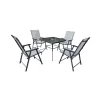 Ensemble Apéro 5 Pièces - Table + 4 Chaises Pliables en Acier et Textilène