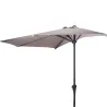 Parasol de terrasse demi-rond taupe Ø 2,70 m avec manivelle - Toile polyester 160 g/m²