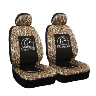 2 Housses Sièges Avant + Appuis-Tête Gabion - Camo Roseau Extensible