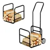 Chariot porte-bûches 2 en 1 amovible - Charge 50 kg - 114x62x44 cm