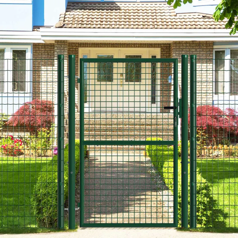 Portillon grillagé 1x1,5m maille 50mm vert avec serrure